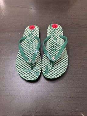 Sam Edelman Green Patterned Flip Flops